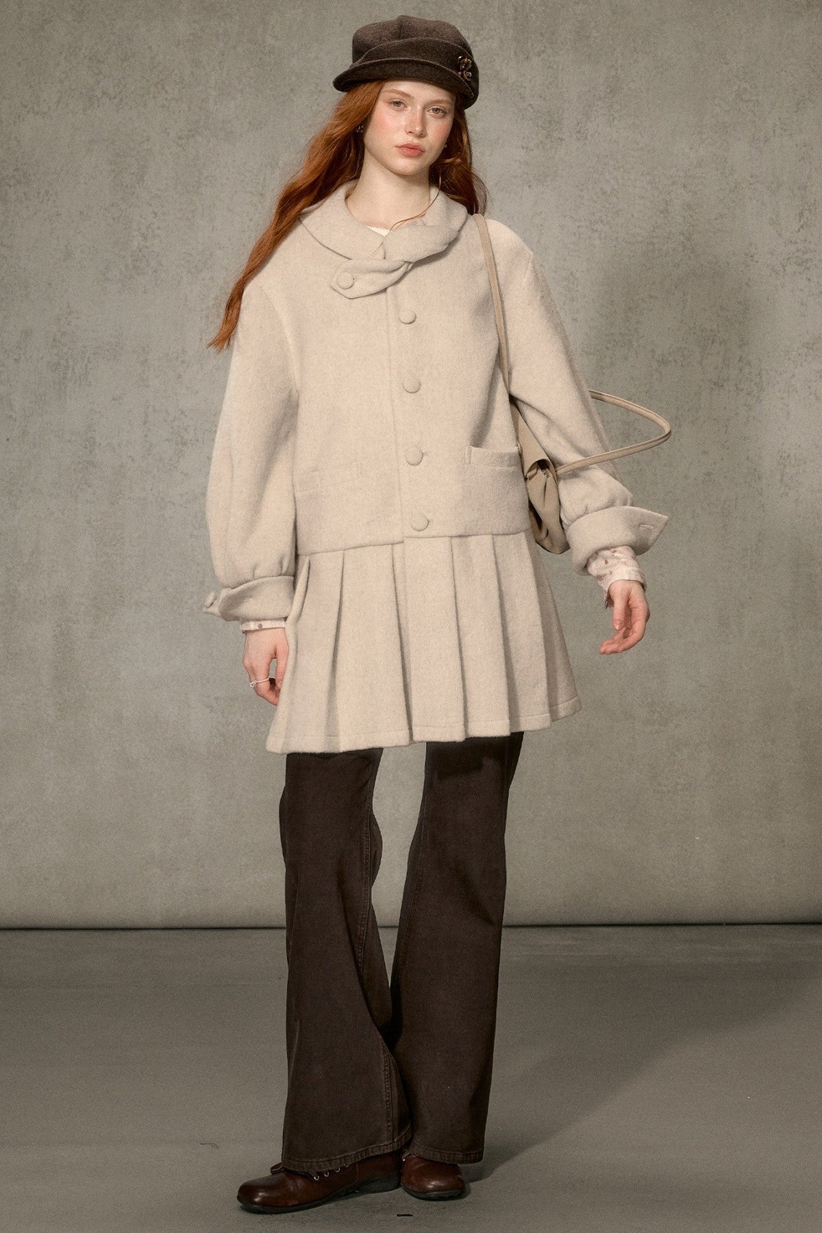 White Tea Letterhead Wool Blend Coat