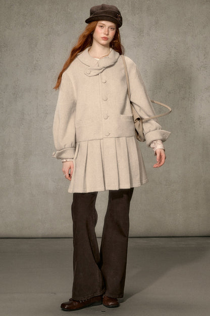 White Tea Letterhead Wool Blend Coat