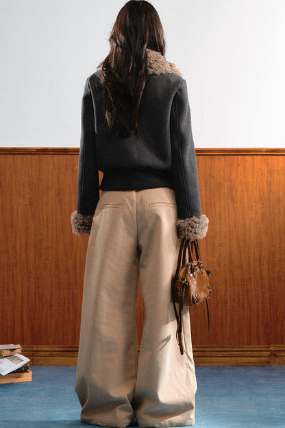 Double-Breasted Plush Fringe Jacket