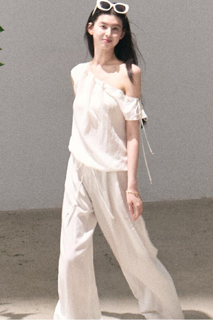 Lyocell Linen Wide-Leg Pants