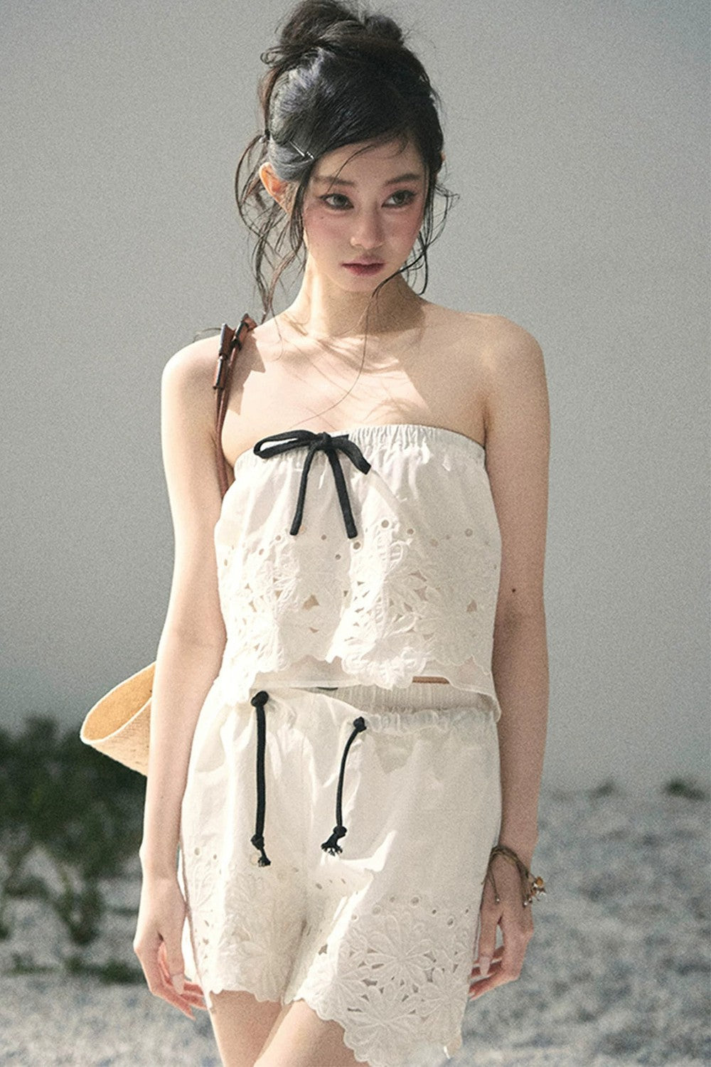 Embroidered Floral Vest and Shorts Set-Up