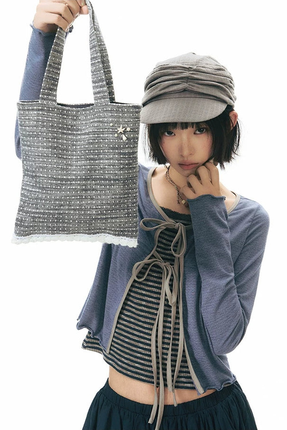 Retro Beaded Striped Envelope Bag