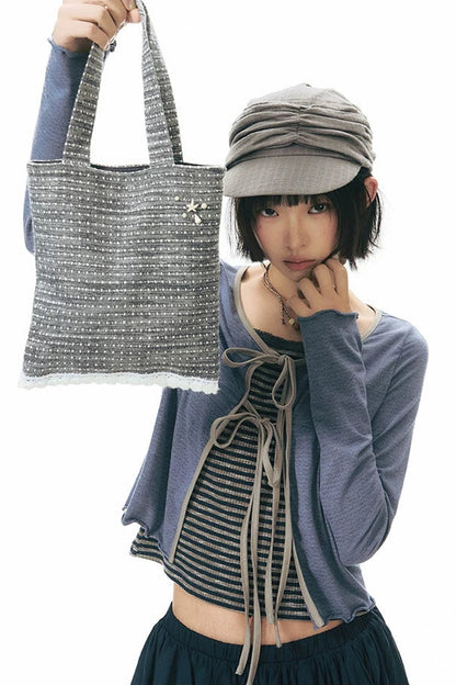 Retro Beaded Striped Envelope Bag