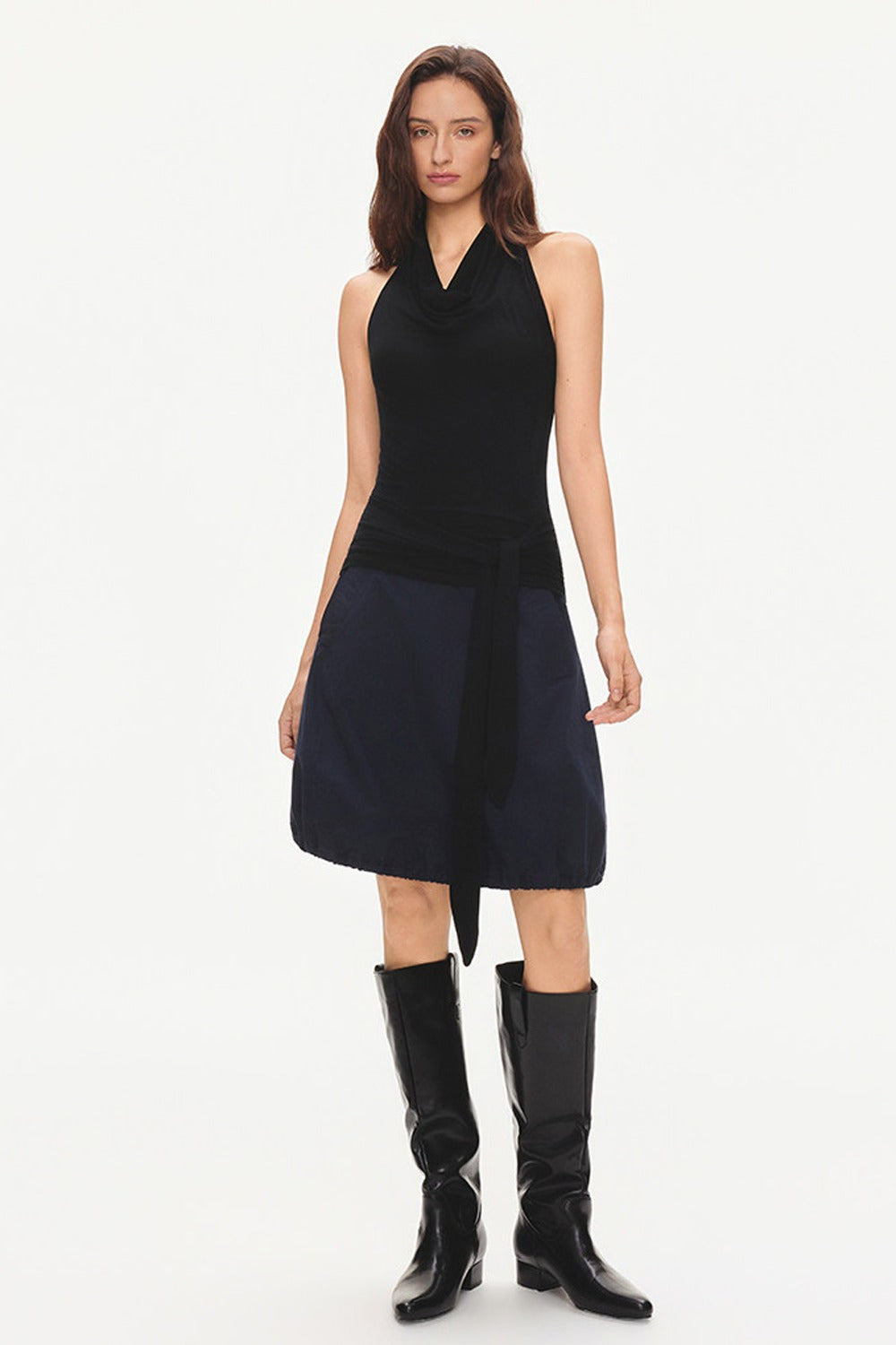 Lyocell Halter Neck Sleeveless Tie Waist Top