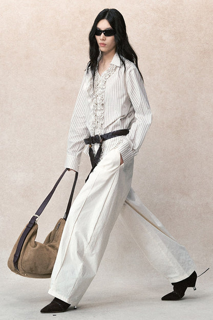 Asymmetrical Lace Jacquard Blouse