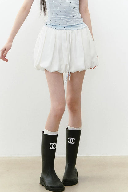 White Acetate Satin A-Line Skirt