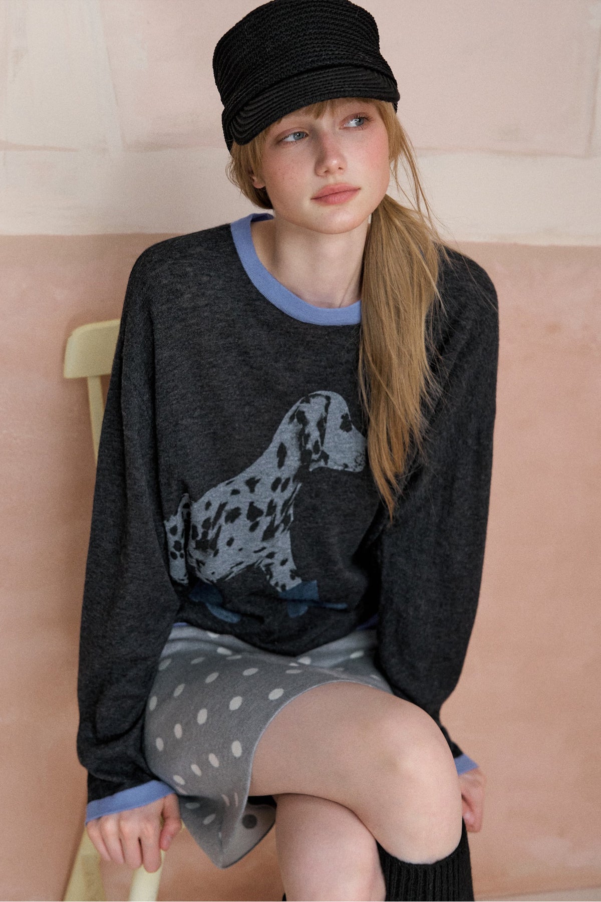 Dalmatian Print Knit Sweater