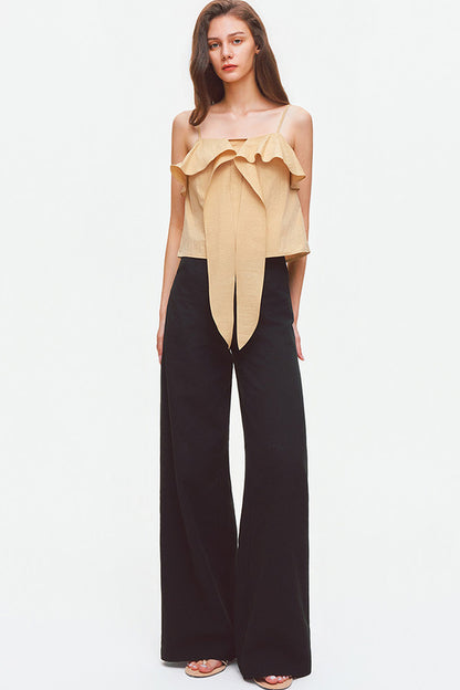 Tencel Linen Cotton Wide-Leg Trousers