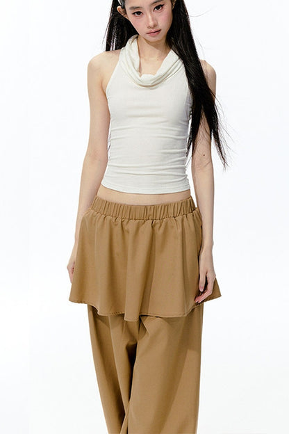 Knitted Shimmering Ribbed Large Lapel Camisole