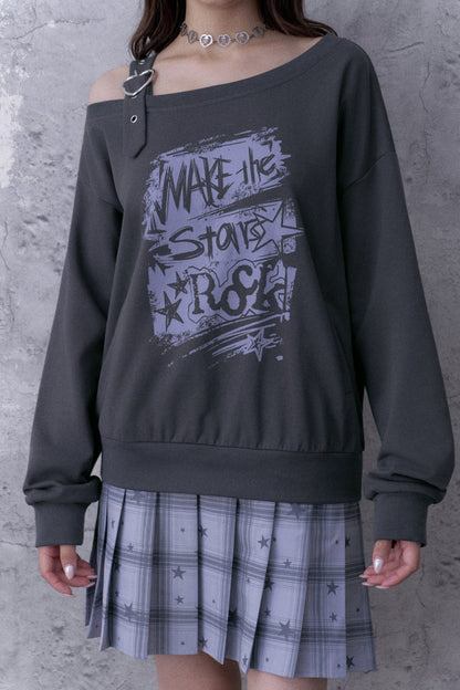 One-Shoulder Graffiti Sweatshirt Dress