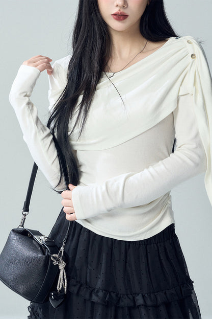 Long Sleeve Cape Shawl Top