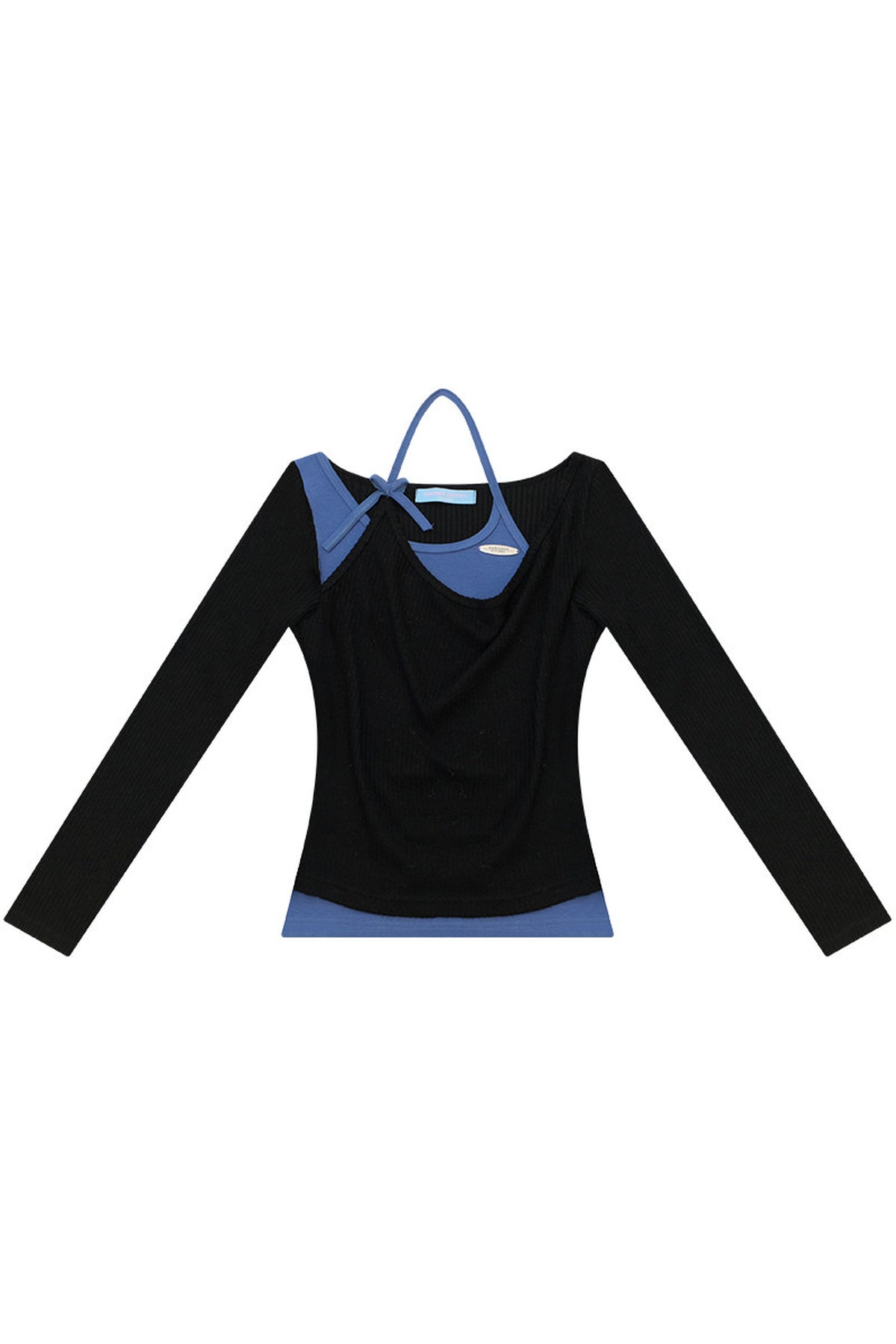 Retro Spliced Halter Knit Top