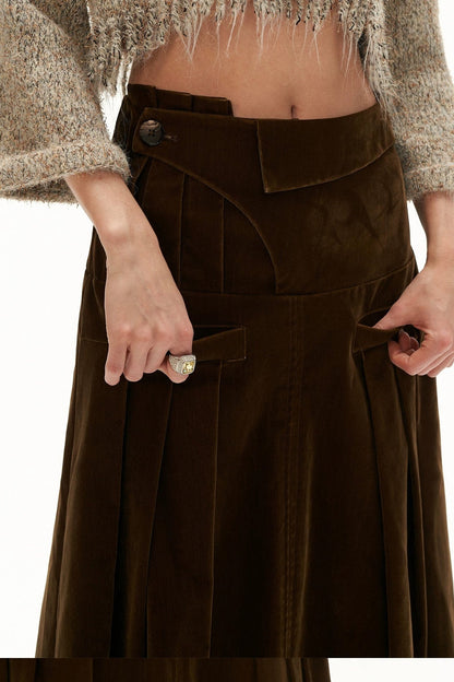 Jupe trapèze taille haute en velours