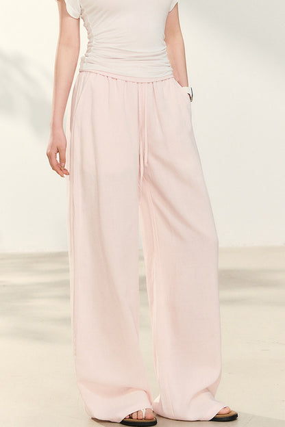 Light Pink Tencel Linen Parachute Pants