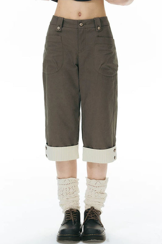 Patchwork Straight Leg Pants