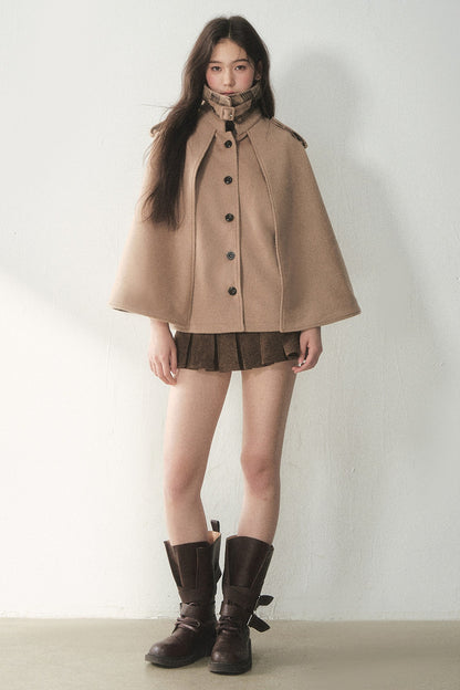 Retro Plaid Woolen Cape
