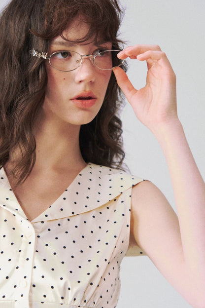 French Polka Dot Blouse & Skirt Set-Up