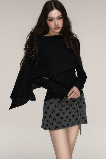 Weiches Windcape-Pullover-Strickoberteil