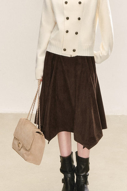 Asymmetrical Hem Pleated Skirt