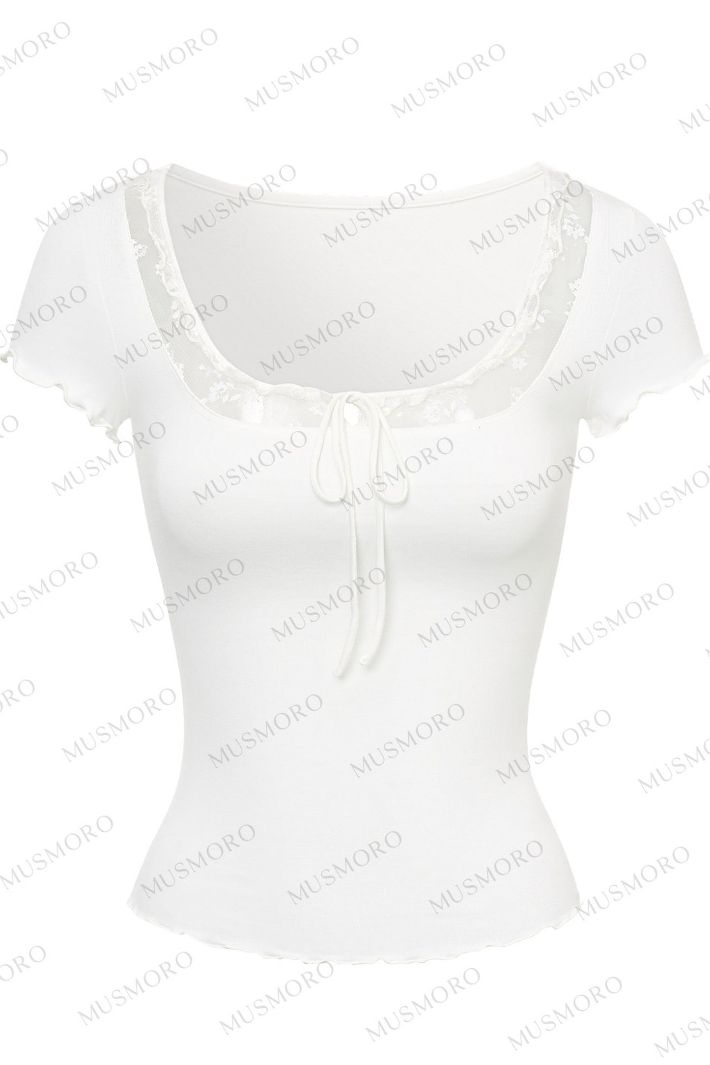 Lace Ruffle Short Sleeve Top