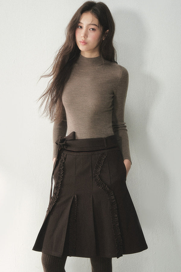 100% Wool Half-Turtleneck Knit Top