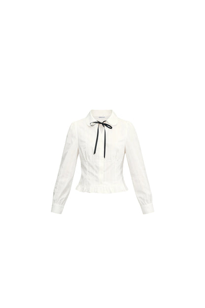 Preppy Jacquard Long-Sleeved Shirt and Skirt Set-Up