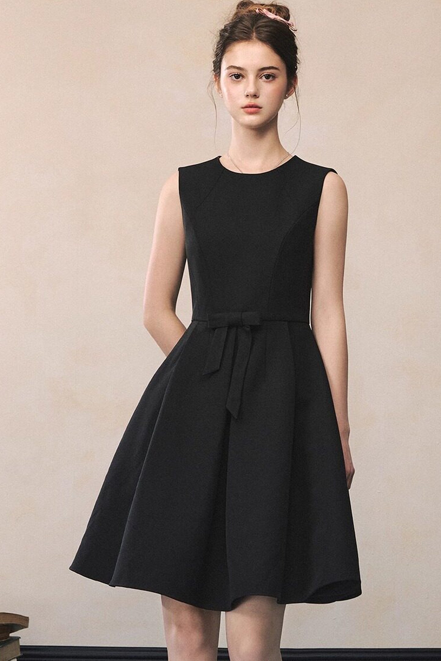 Black Bow A-Line Vest Dress