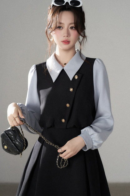 Berkeley Style Contrasting Sleeve Short Dress