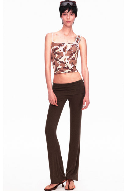 Camouflage Leopard Print Asymmetrical Metal Buckle Camisole