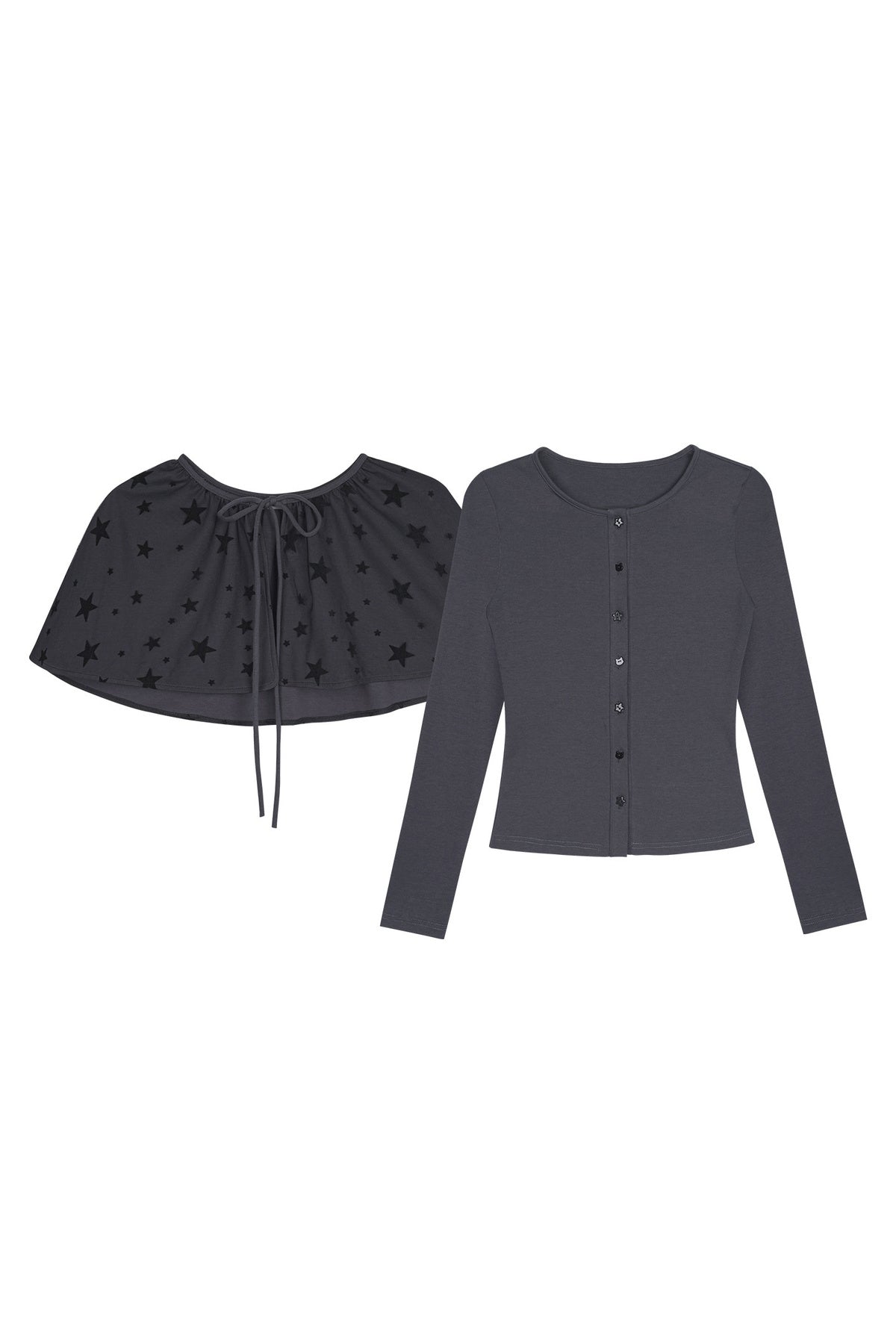 Star Schalkragen-Zweiteiler-Strickjacke
