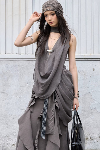 Bohemian Pleated Draped Vest