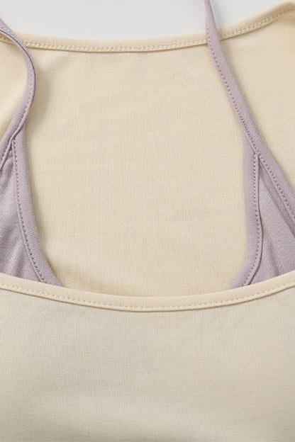 Halter Color-Blocked Camisole and Trousers Set