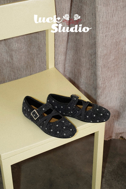 Round Toe Polka Dot Mary Jane Shoes