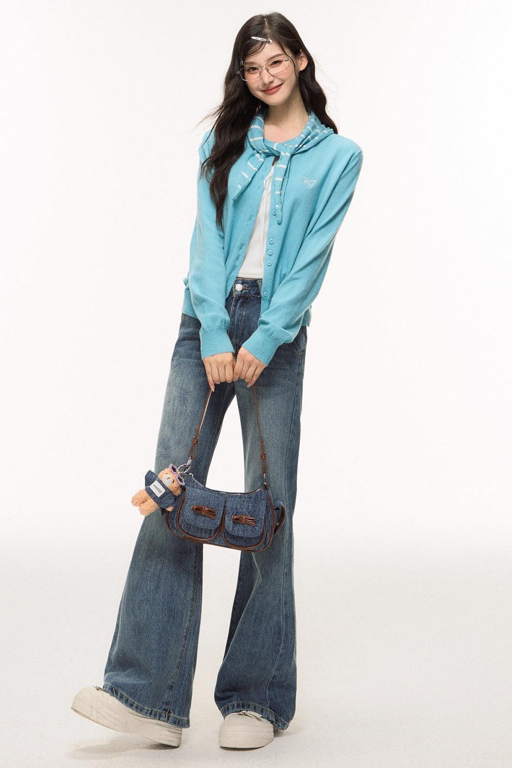 High-End Denim Wide-Leg Pants