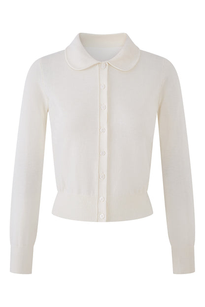 Long Sleeve Doll Collar Knitted Top