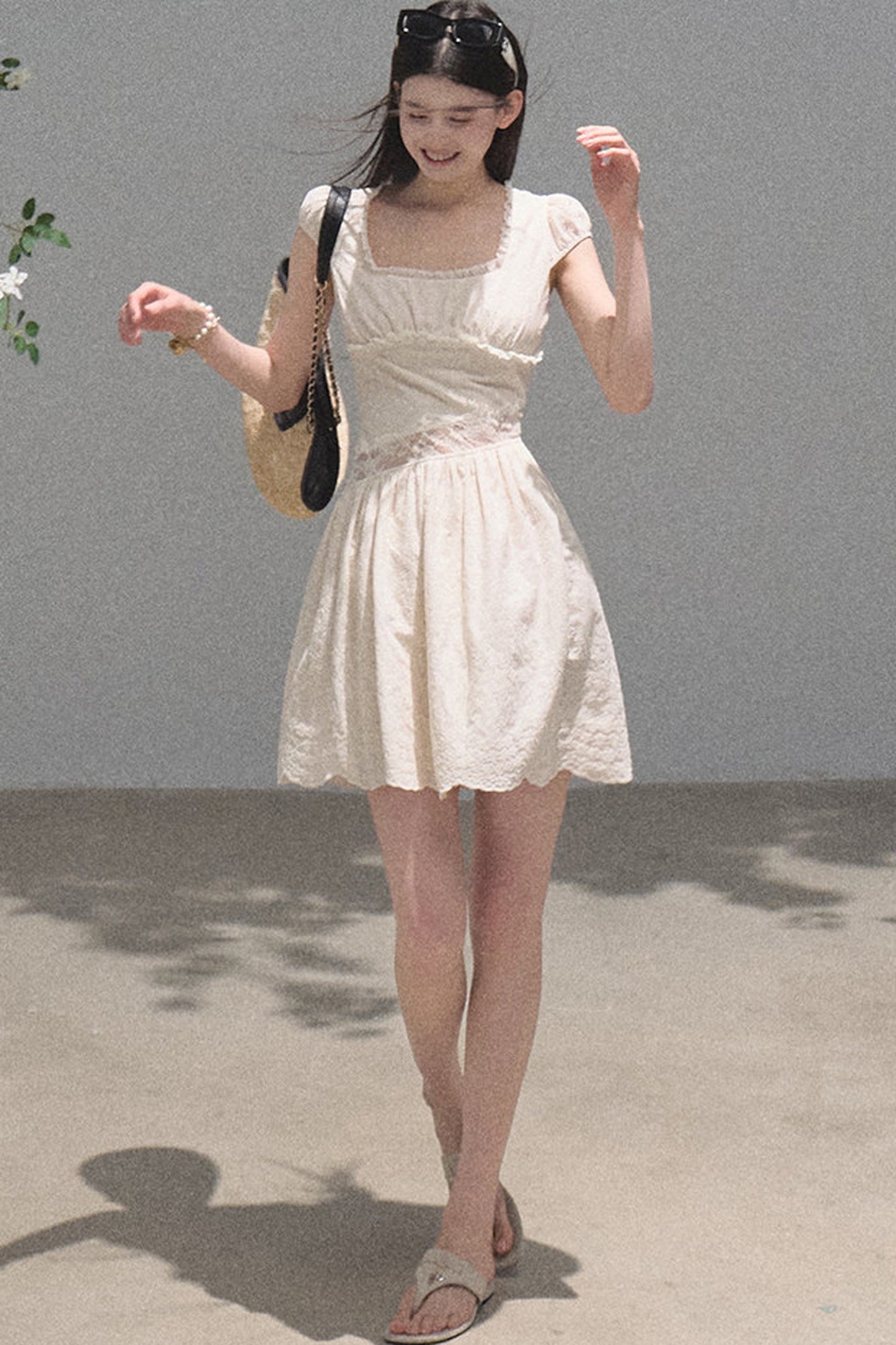 Lyocell Lace Waist-Cinching Dress