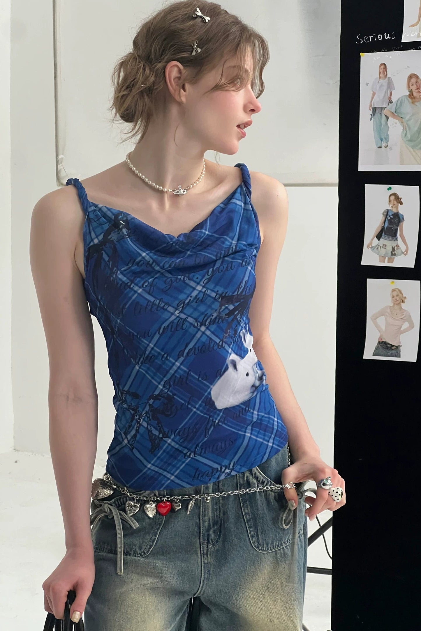Klein Blue Plaid Swing Top