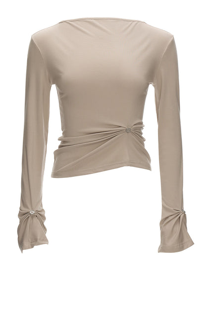 Pleated Long-Sleeved T-Shirt