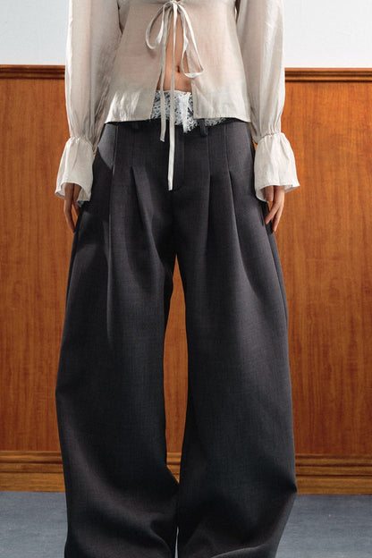 Natural Waist Lace Wide-Leg Pants