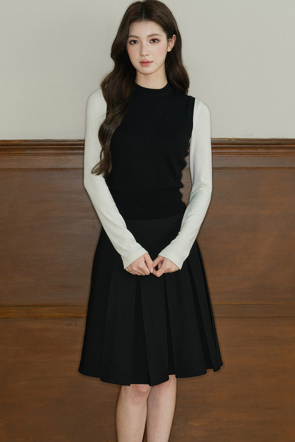 Layered Round Neck Knitted Sweater Vest