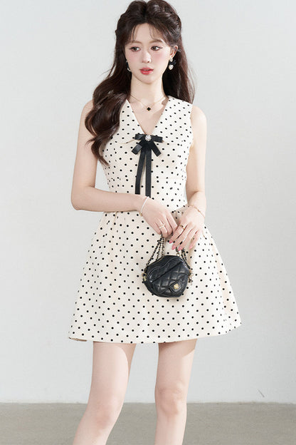 Elegant Polka Dot A-Line Dress
