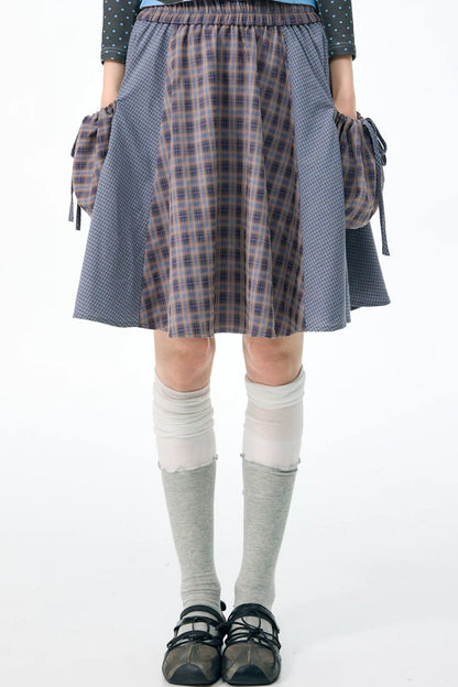 Retro Plaid Mid-Length Skirt