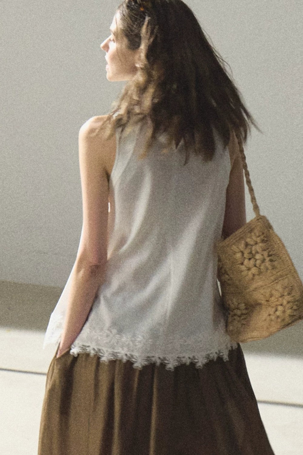 Lyocell-Camisole mit Spitze im Morgenstil