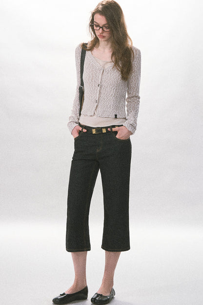 High-Waist Straight-Leg Washed Jeans