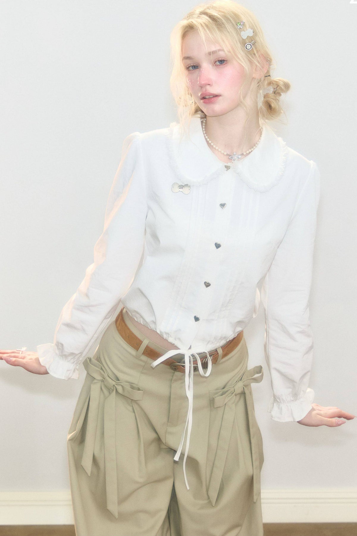 Tassel Doll Collar Short Shirt