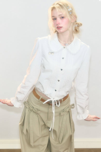 Tassel Doll Collar Short Shirt