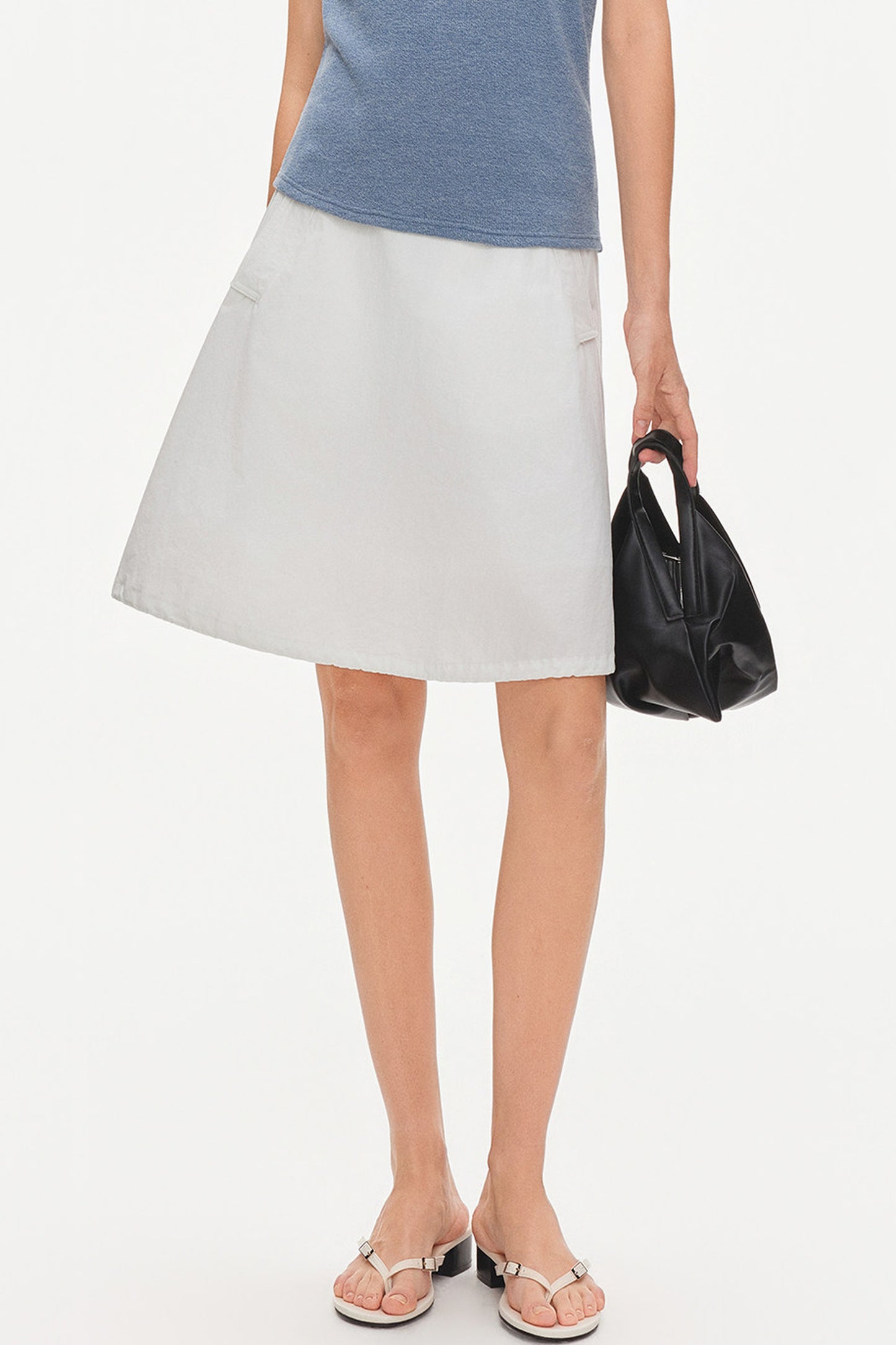 Cotton Drawstring Flower-Bud Skirt