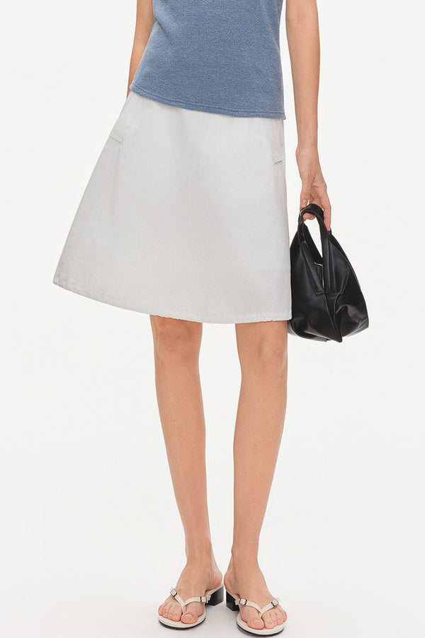 Cotton Drawstring Flower-Bud Skirt