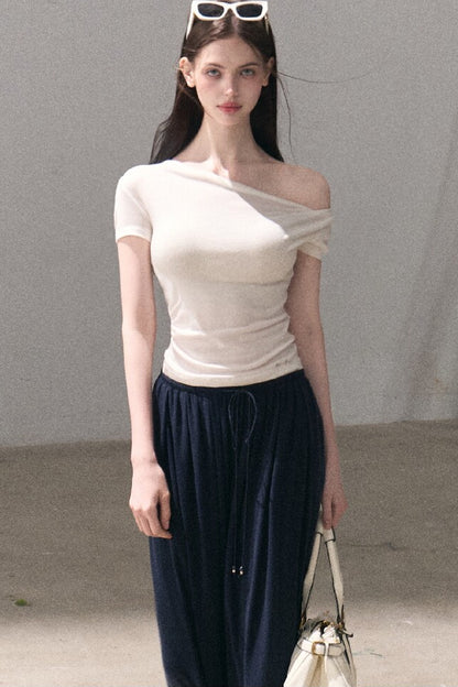 Lyocell Wool Twist-Neck Top