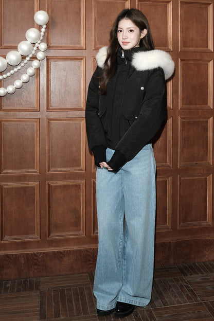 Mid-Waist Crisp Line Wide-Leg Jeans